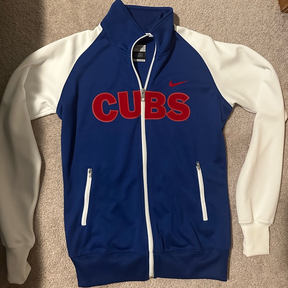 Nike Blue and White Cubs Jacket medium